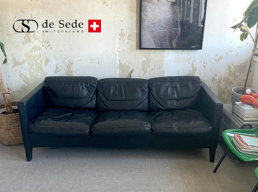 De Sede black leather 3-seater sofa