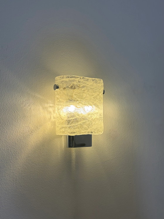 Vintage “ice glass” wall lamp – Wall lights, Chrome (photo 5 of 6)