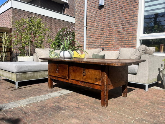 Image 1 of Antique Spanish chestnut coffee table