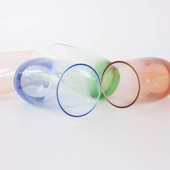 Image 1 of Set of 4 Italian Colorful Glasses, 1980s