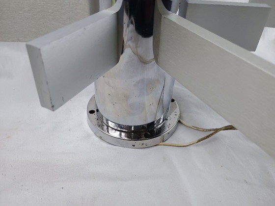 Image 1 of Pair Mid Century Italian Chrome & Glass Wall Sconces 1960s Space Age Sciolari