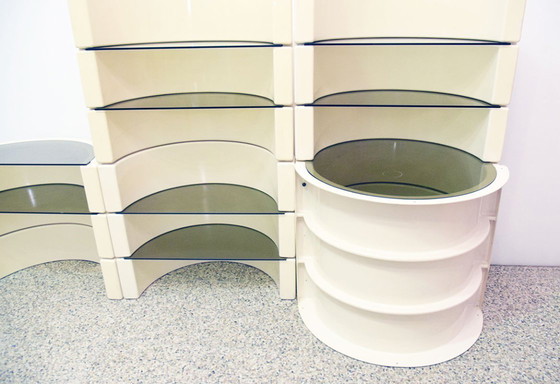 Image 1 of Bibliothèque/bar modulaire en plastique et verre, Italie, années 1970