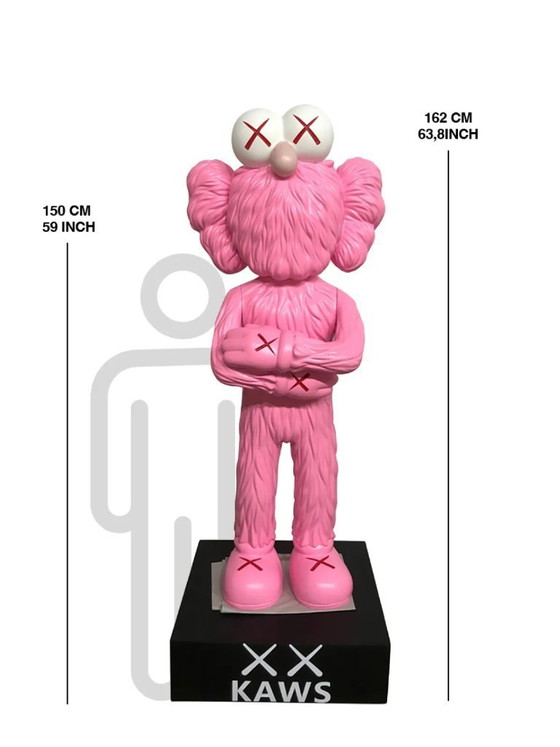 Image 1 of Sculpture en fibre de verre - Marionnette de mode KAWS - Rose