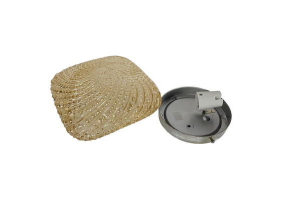 Image 1 of Glashutte Limburg - Tynell stijl - plafonniere - amber - 3e kwart 20e eeuw