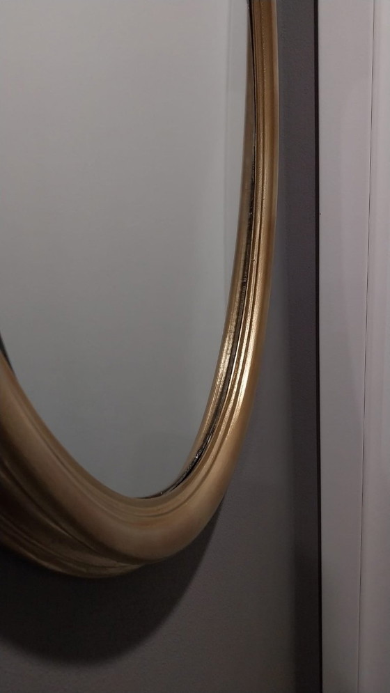 Image 1 of Vintage Oval Mirror with Wide Gilt Frame – Aged Patina, 80 cm
