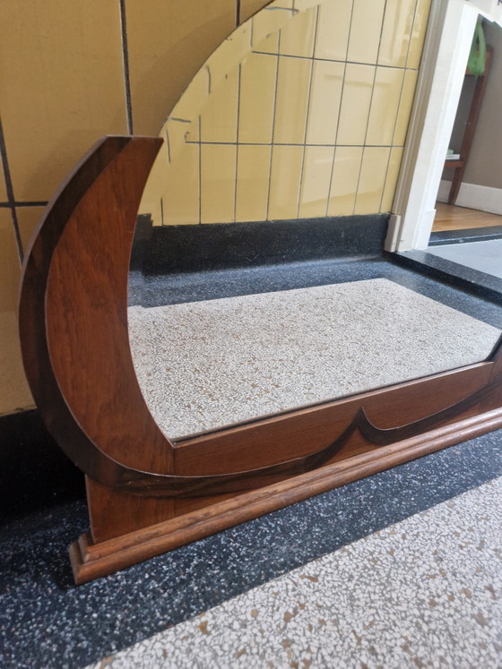 Image 1 of Miroir de cheminée/de buffet Art Déco authentique - Années 1930 - Chêne / Coromandel
