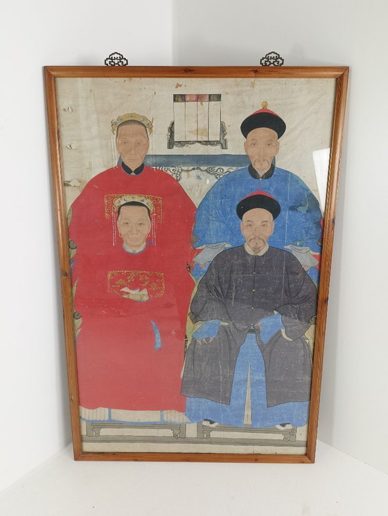 Image 1 of Retrato ancestral chino de la dinastía Qing
