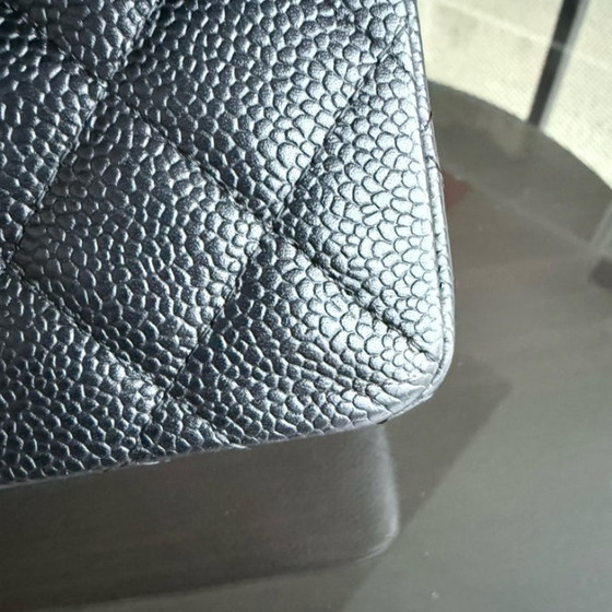 Image 1 of Chanel Classic Flap Small - Caviar 23CM Quilted Grained Calfskin Black Silver Hardware Series 12