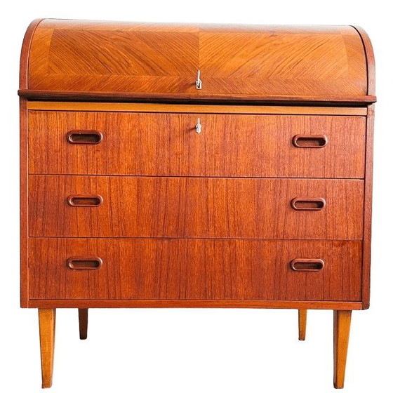 Image 1 of Vintage Egon Ostergaard deens design mid-century roltop secretaire kast bureau 1960's