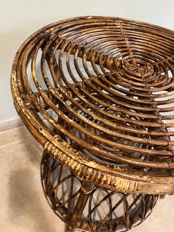 Mesa redonda de ratán – Mesas de centro, Wicker, Rattan, Vintage (photo 7 of 15)