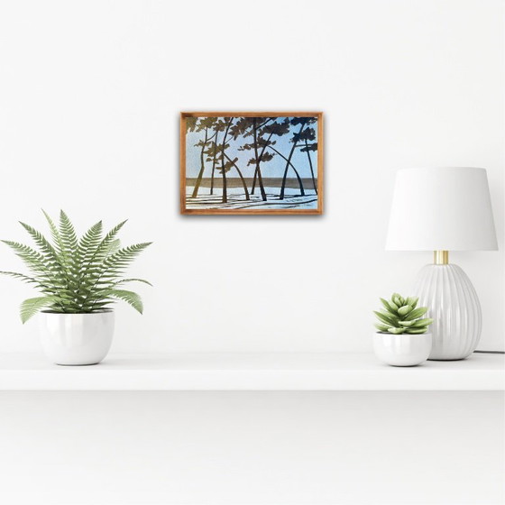 Image 1 of Tusche auf blauem Papier. Größe 30 x 21 cm.