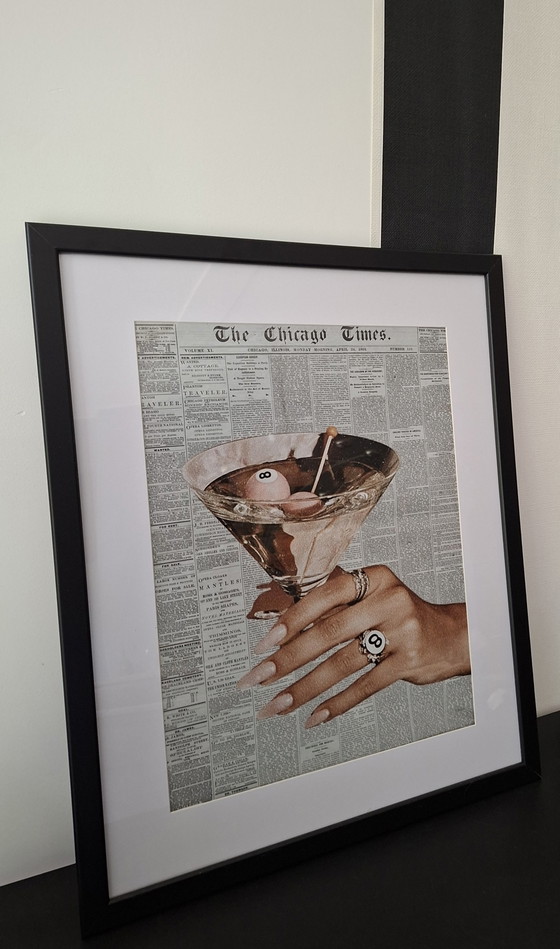Vintage Ingelijste Print Cocktail Lucky 8. – Giclée Prints, Paper, Plastic (photo 3 of 5)