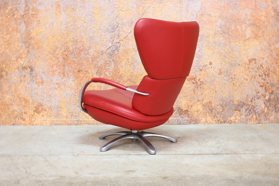 Image 1 of Leolux Formi Design-Drehsessel aus rotem Leder