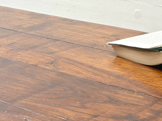 Image 1 of Tavolo in castagno con gambe in ghisa Horgen Glarus, anni '20-'40