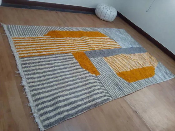 Tapis marocain gris en laine tissée à la main - tapis fait main - 252 x 163 – Wool, Cotton (photo 5 of 10)