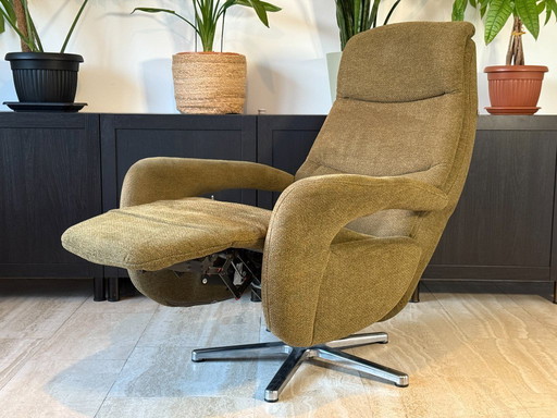 Poltrona reclinabile originale Hukla, da pavimento, in tessuto, verde, come nuova.