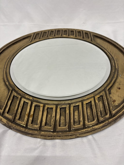 Vintage brutalist wall mirror brass Italy, 1960s/70s