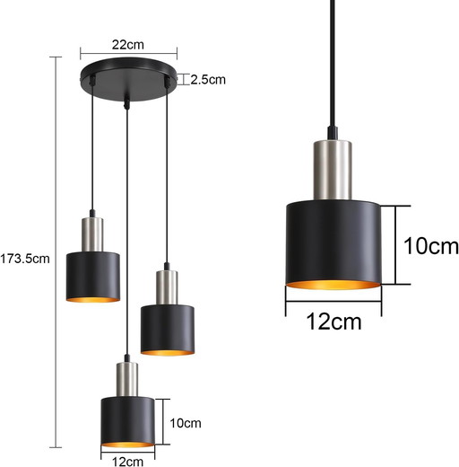 Lichtmaler Pendant Lighting Dining Room - Lustre E27 Black Vintage Retro Pendant Lighting Interior Industrial Living Room Chamb