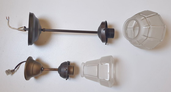 Image 1 of 2 lampade a sospensione Art Déco degli anni '40