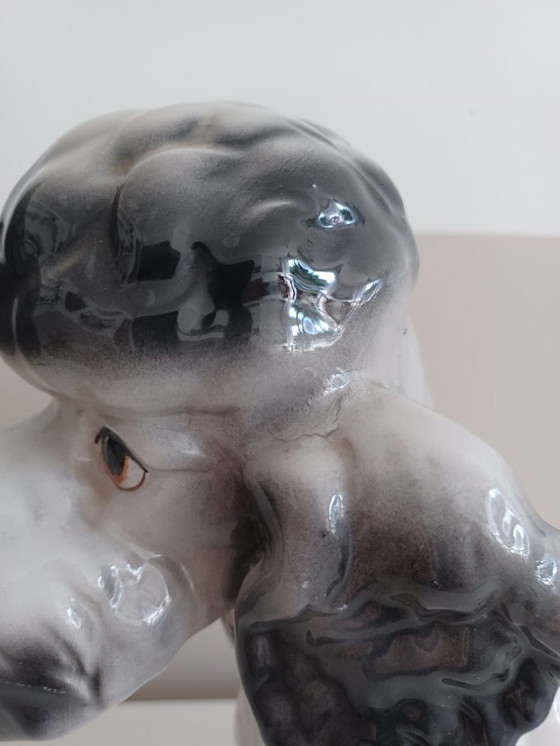 Image 1 of Vintage '80 XL Poedelbeeld. Handbeschilderd keramiek. 