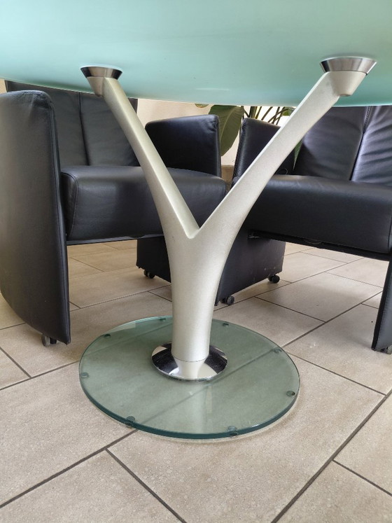 Mesa redonda de cristal Rolf Benz (140 cm) – Mesas de comedor, Glass, Metal (photo 4 of 5)