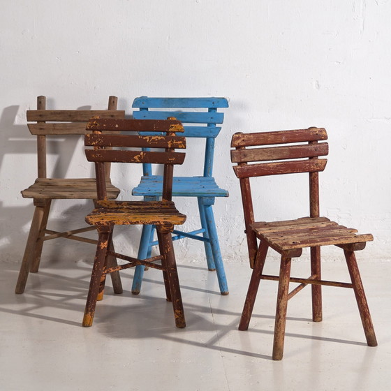 Antique school chairs (c.1920). Set of 4 pieces #1 – Side chairs, Vintage (photo 8 of 40)