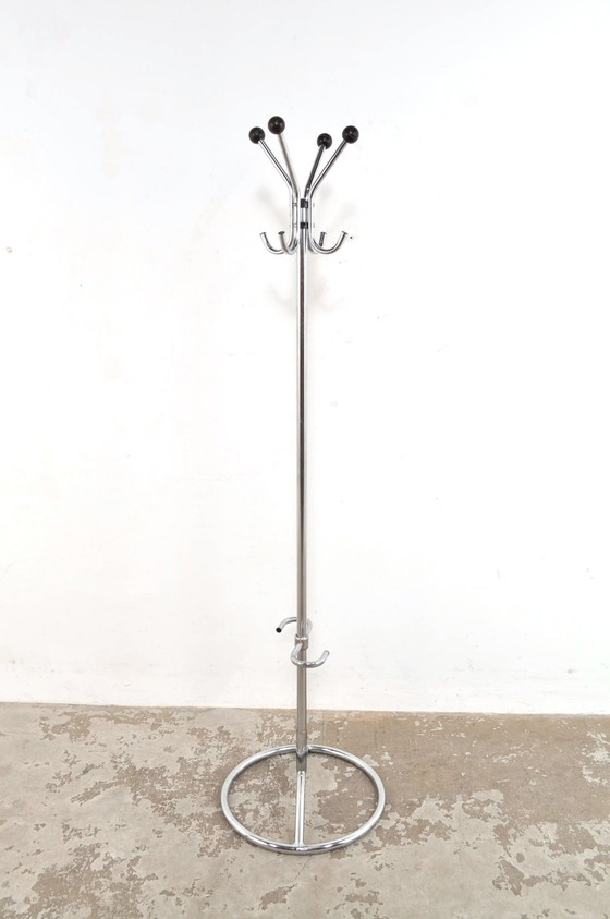 Image 1 of Vintage Verchroomde Kapstok Met Parapluhouder Jaren 60