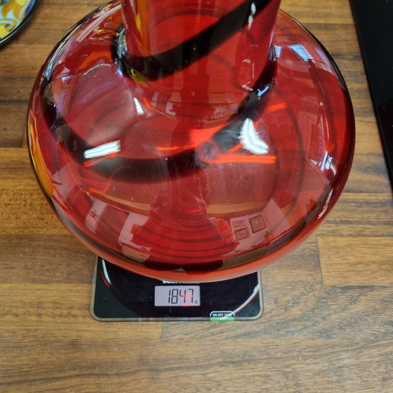 Image 1 of Große Murano-Vase aus den 1980er Jahren mit Wirbelmuster