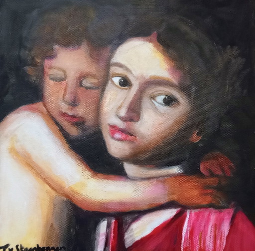 T.v.Steenbergen "mother and Child" 30 x 30 cm