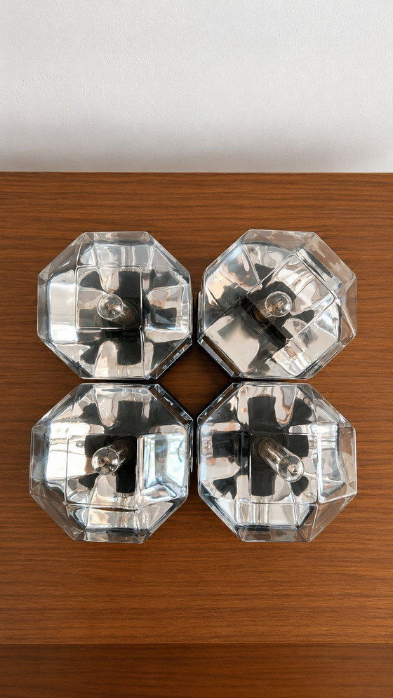 Lot of 11 Motoko Ishii Staff Leuchten Table lamps, Glass, Plastic, Silver (photo 3 of 10)