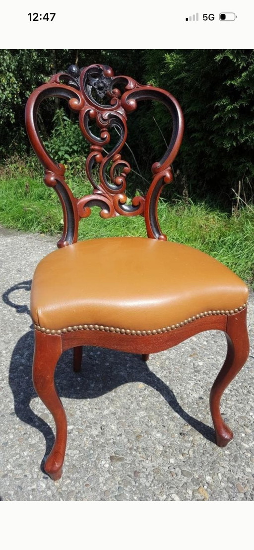 4 Horrix Barock-Esszimmerstühle im Biedermeier-Stil aus Leder