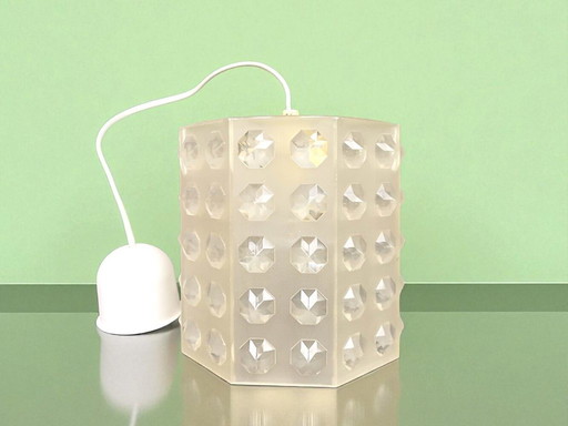 Lampada a sospensione retrò in cristallo trasparente anni '70