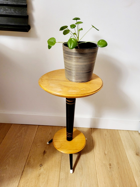 Image 1 of Tripod Vintage Plant Stand Or Table With 2 Shelves