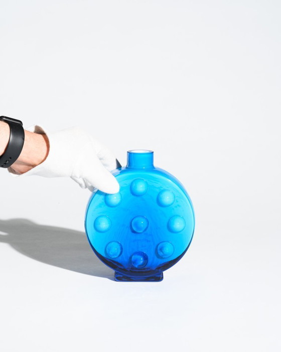 Image 1 of Friedrich Kristall „Bubble“ Pop-Art-Vasen-Duo – Blaues Überfangglas, Deutschland, 1970er Jahre