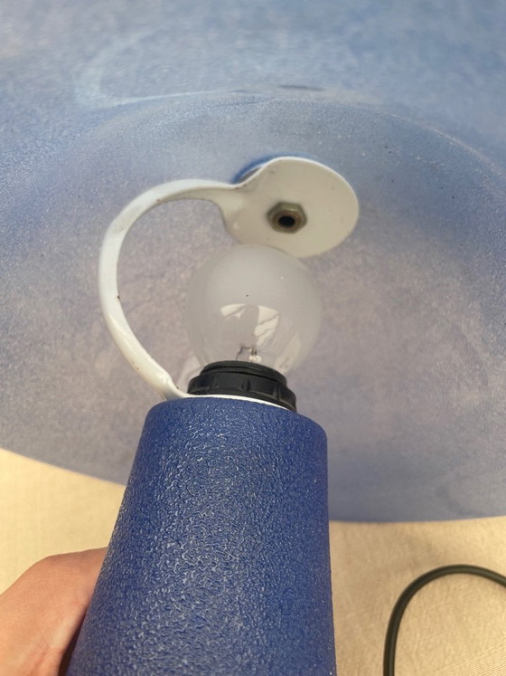 Image 1 of Cobalt blue mushroom lamp
