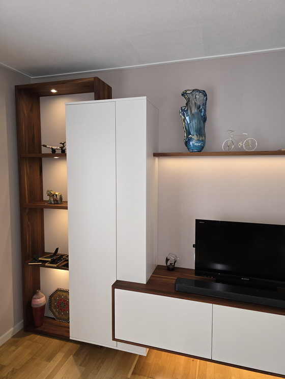 Image 1 of Floating walnut wall unit of approximately 3 meters long