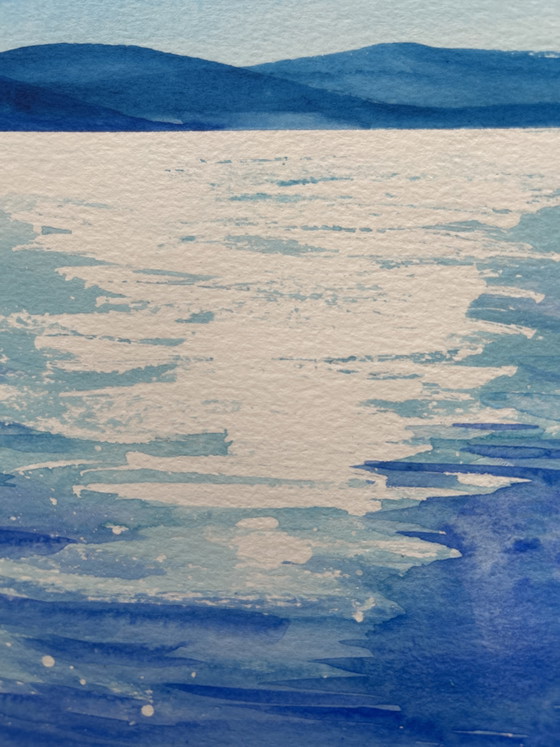 Image 1 of Blue watercolor "Light on the Water"