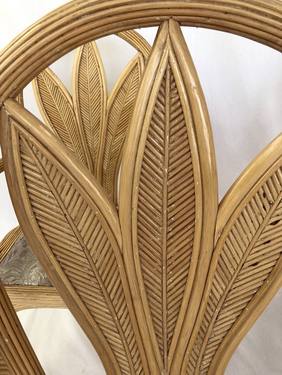 Image 1 of Set van vier Mid Century Moderne rotan eetkamerstoelen, 1970