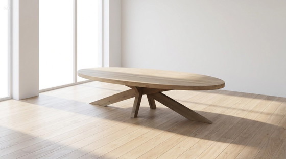 Image 1 of Large Oval Oak Conference/Dining Table