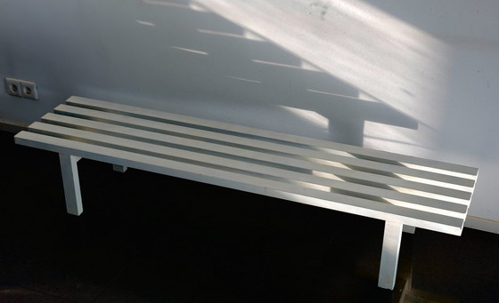 Image 1 of Panca vintage, design olandese, metallo, bianco, anni '70