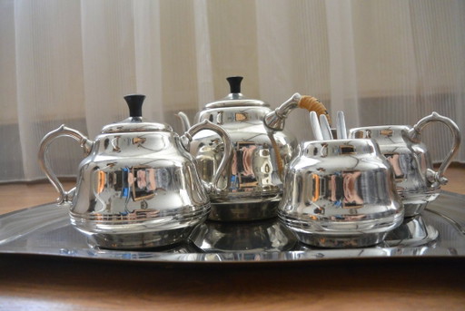 Dovo - Mid-century tea set, nickel-plated, 13 pieces