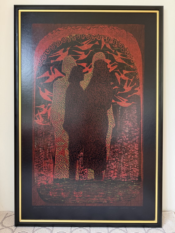 Image 1 of Dianne Bakker - Grande gravure sur bois - Amor Gignit Amorem