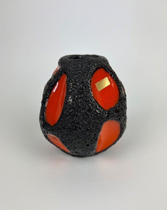 Image 1 of West Germany Roth 308 vase orange fatlava 