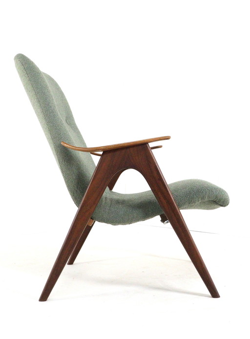 Fauteuil Louis van Teeffelen pour Wébé vintage nouveau rembourrage