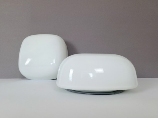 Set of 2 Vintage Sconces / Flush Mount Lighting / Wall Lamp / White Opaline Glass / Minimalist Lamp / Ceiling Light / Mushroom L