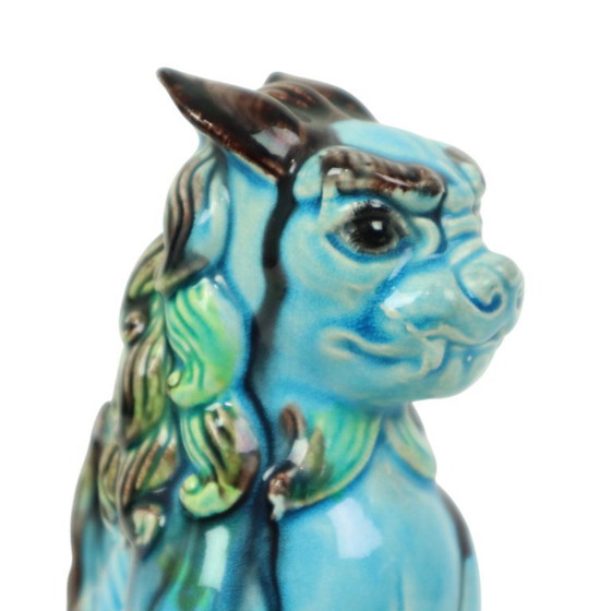 Image 1 of Perros Foo chinos de cerámica azul