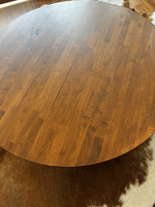 Mesa de centro redonda de nogal – salontafels, Metal, Wood