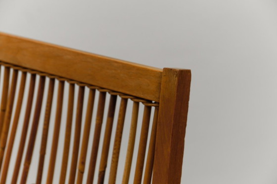 Image 1 of Sedia a dondolo in legno e rattan della Deutsche Werkstätten Hellerau, anni '60