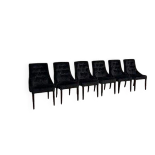 Set schwarzer gepolsterter Chesterfield Stühle