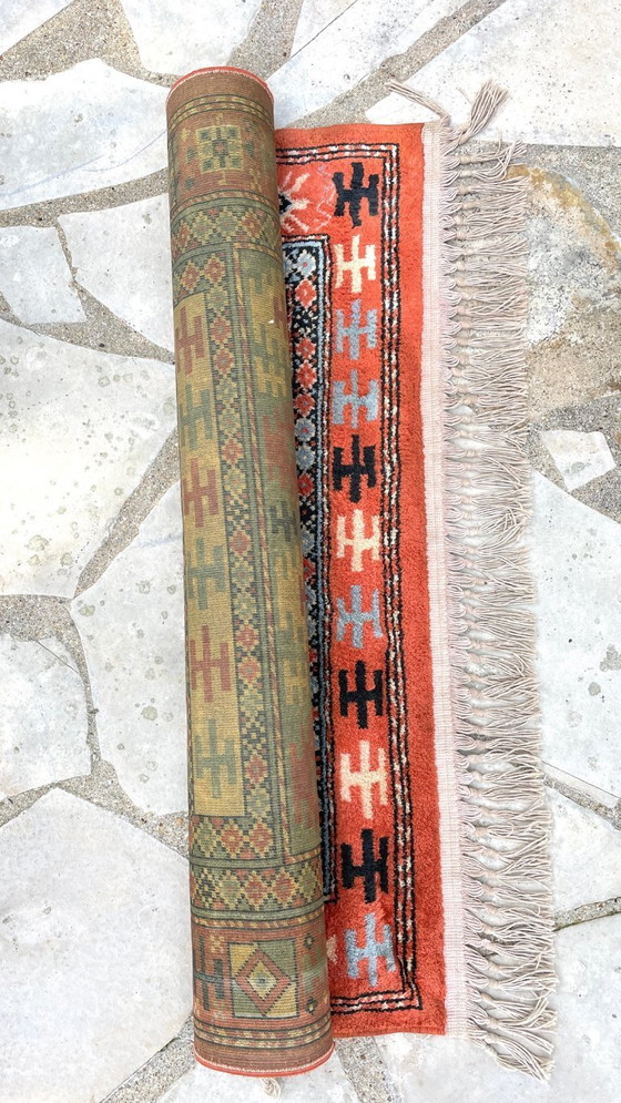 Image 1 of TAPIS Soie et Coton Vintage - 142 x 84cm